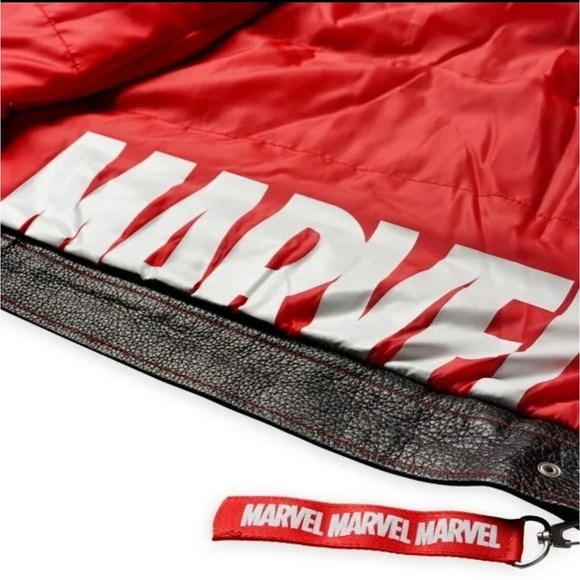NEW W/TAG Disney Parks Marvel 1939 Black Red Authentic Leather Jacket XS $399 - Picture 4 of 6